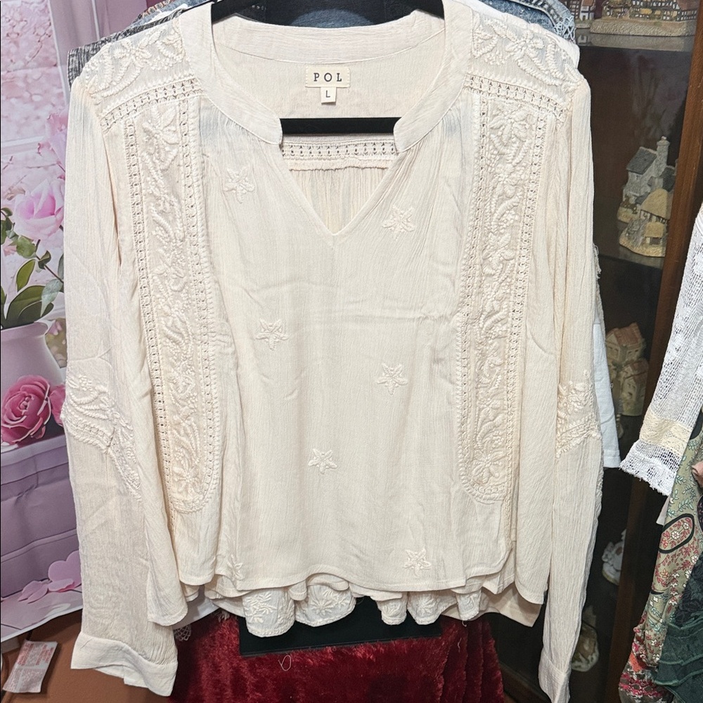 POL Ivory Embroidered Blouse